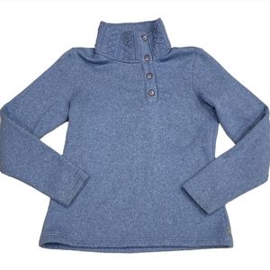 Merrell Womens Medium 1/4 Button Turtleneck Better Sweater Pullover Blue